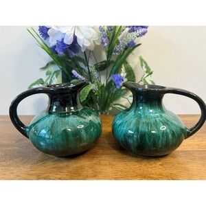 Mountain‎ Pottery Pitchers – Green Drip Glaze Canada Retro MCM Decor